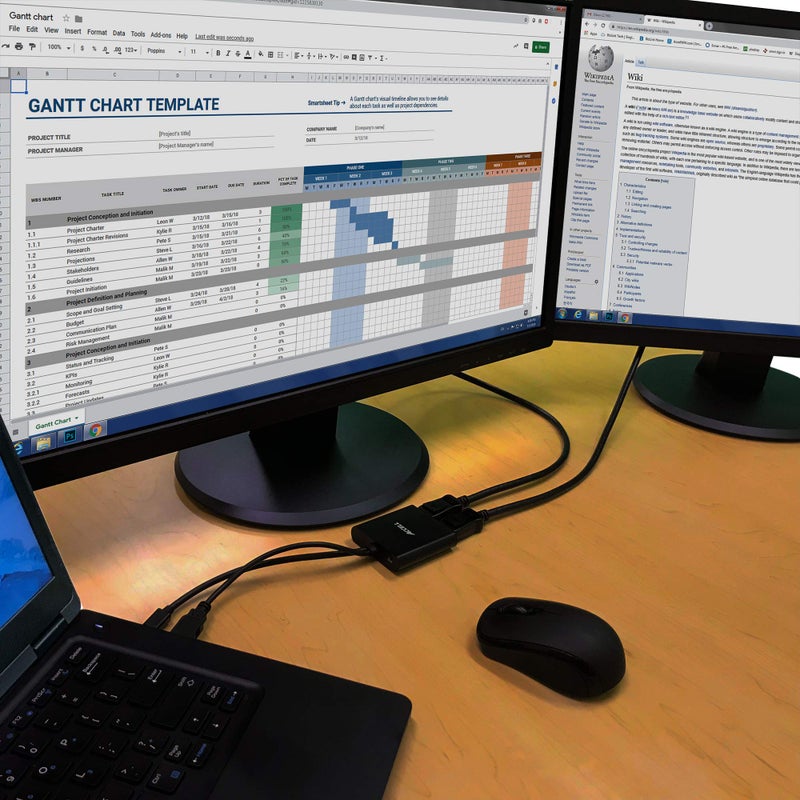 Accell mDP-2DP Multi Monitor Splitter - Mini DisplayPort 1.2 Multi-Stream Transport (MST) Hub - 1x Mini DisplayPort connector, 2x DisplayPort outputs,Black - Image 4